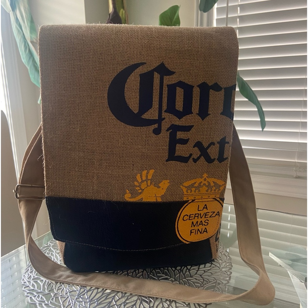 Corona Messenger style Burlap Bag unisex